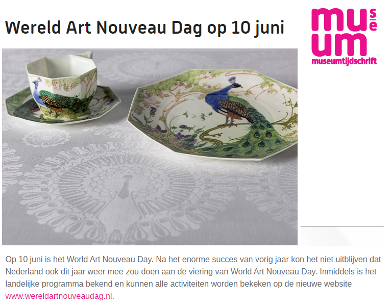 Wereld Art Nouveau Dag in Museumtijdschrift 2019